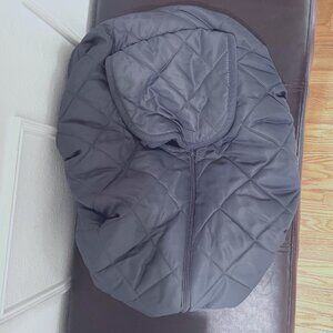 Cozy Infant Car Seat Cover - Gray Quilt - Reversible - Baby Car Seat Cover